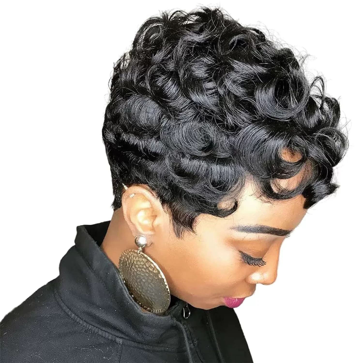 6″ Short Pixie Cut Wig Human Hair for Black Women Glueless