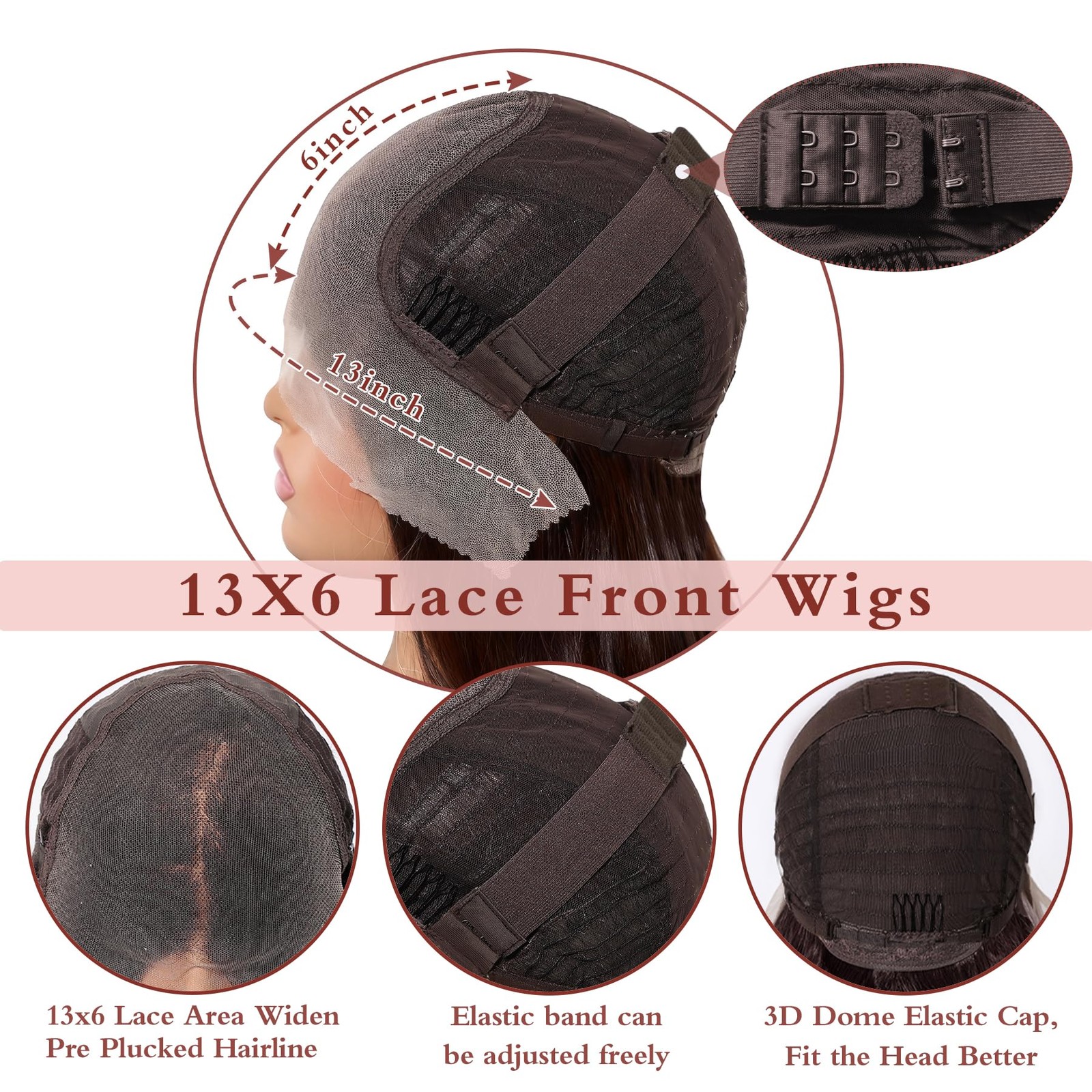 28″ Ombre Brown Lace Front Wig – Glueless HD Lace 13×6, Pre-Plucked Wavy Synt…