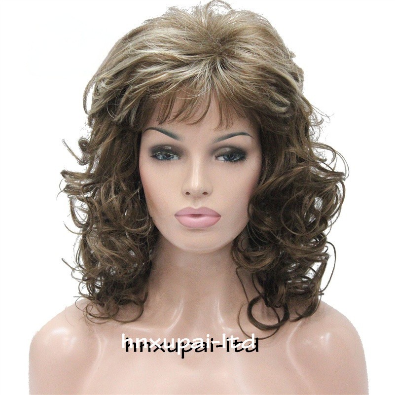 Long Layered Wavy Capless Wigs Blonde Mix Synthetic Hair Wigs 14 Inches Women