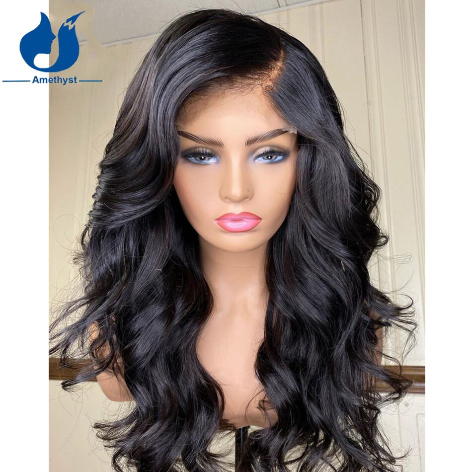 Natural Wavy Brazilian Human Hair 5.5X4.5 PU Silk Base Closure Wig Pre Plucked