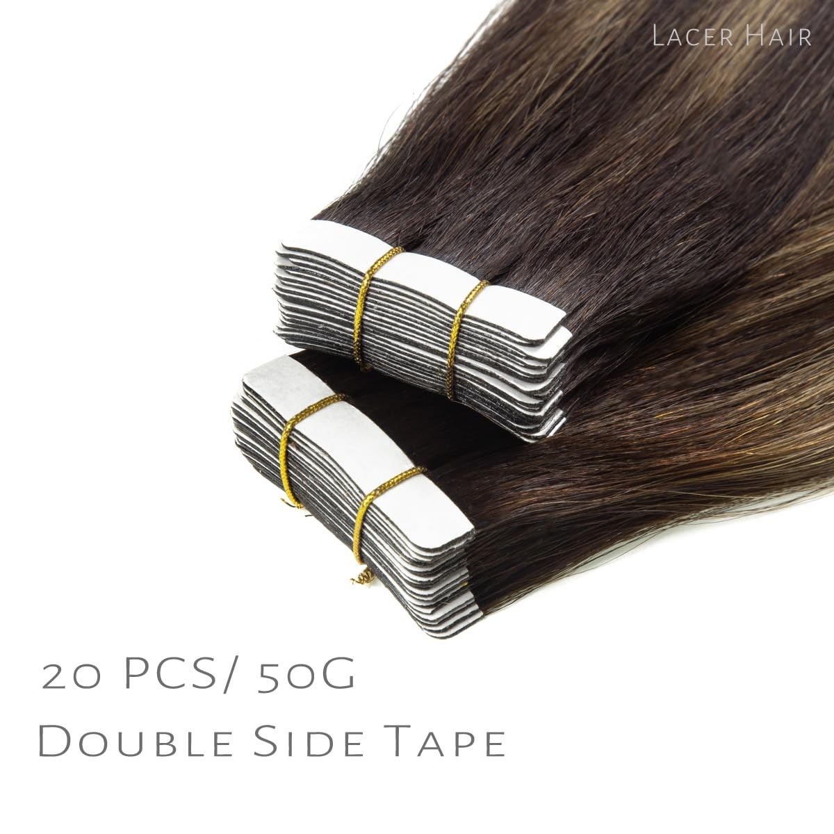 Lacer Tape in Hair Extensions Human Hair 18 Inch Tape Seamless Skin Weft Darkest