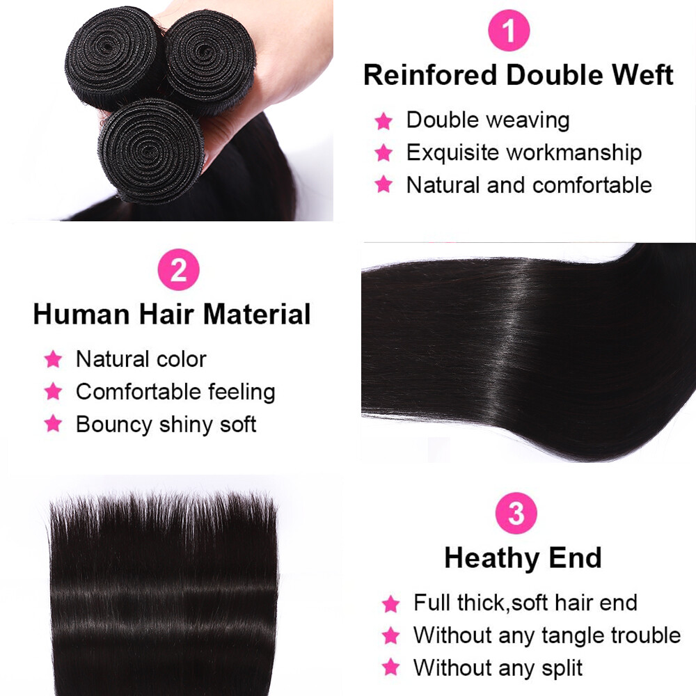 9A Human Hair Bundles Remy Virgin Hair Extensions Straight Body Wave Water Curly