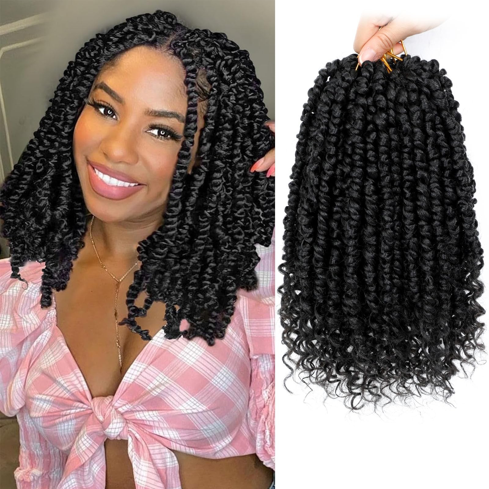 Passion Twist Crochet Hair 10 Inch – 9 Pack Pre-Twisted Boho Braids