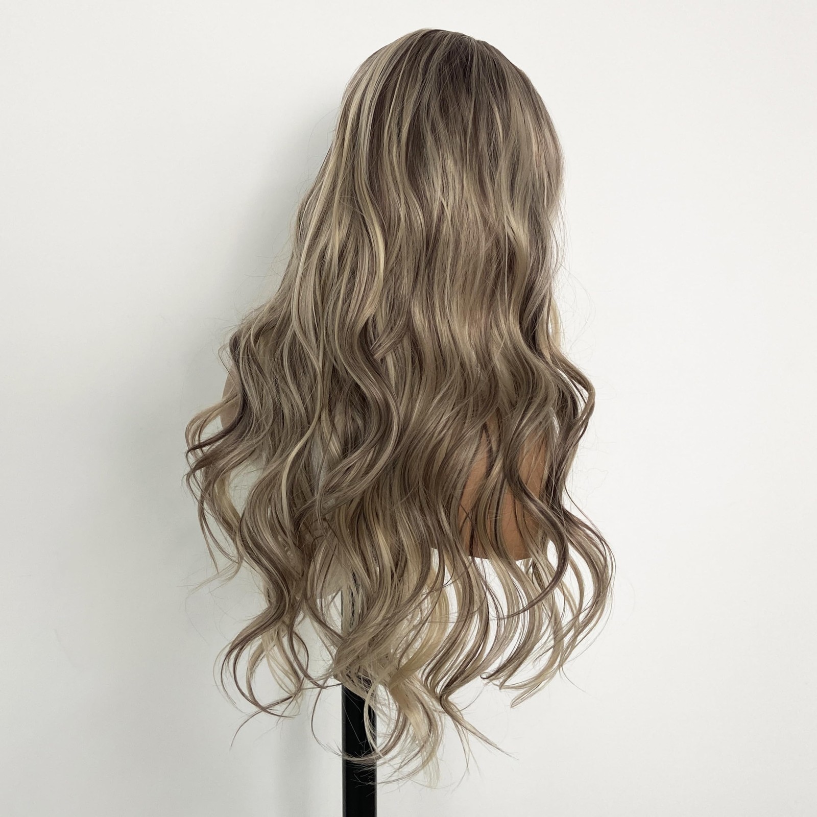 Highlight Ash Blonde Lace Front Wig Pre Plucked Glueless Long Wavy Brown Ligh