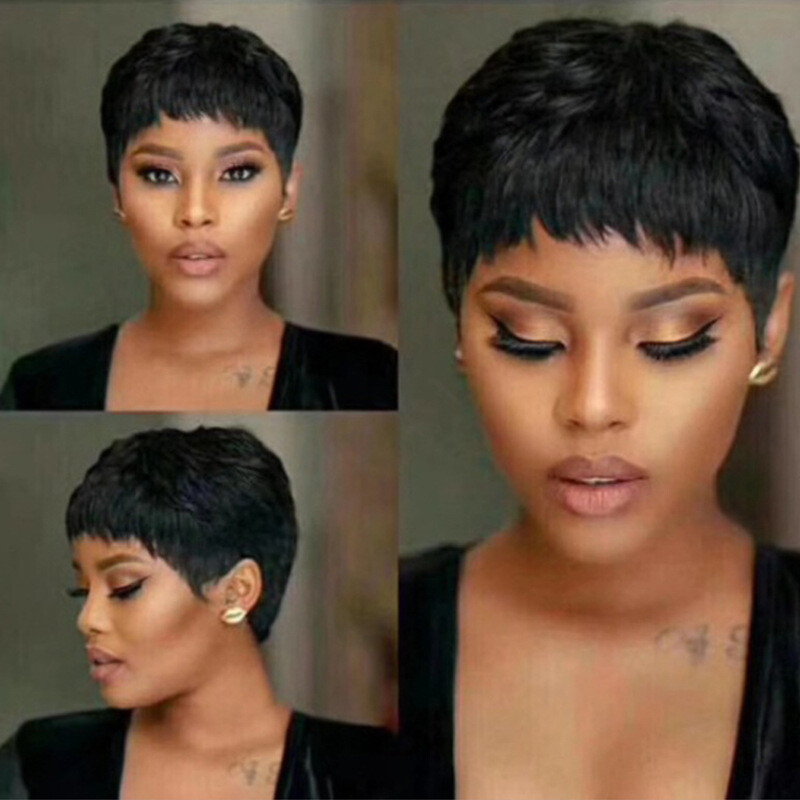 Pixie Human Hair Black Short Cuts Wigs Brazilian Women Hairstyles Natural Wigs
