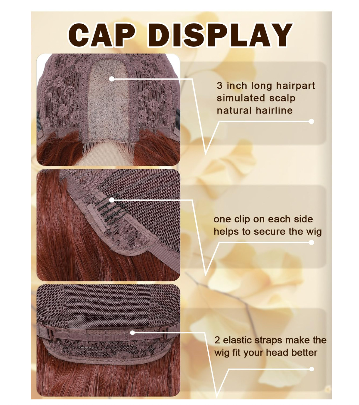 Long Auburn Wavy Wig for Women, 26 Inch Middle Part for Daily Party Use