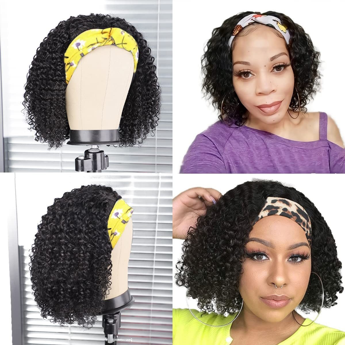 Soft & Tangle-Free 12-Inch Human Hair Deep Wave Headband Wig – Fashion Essential
