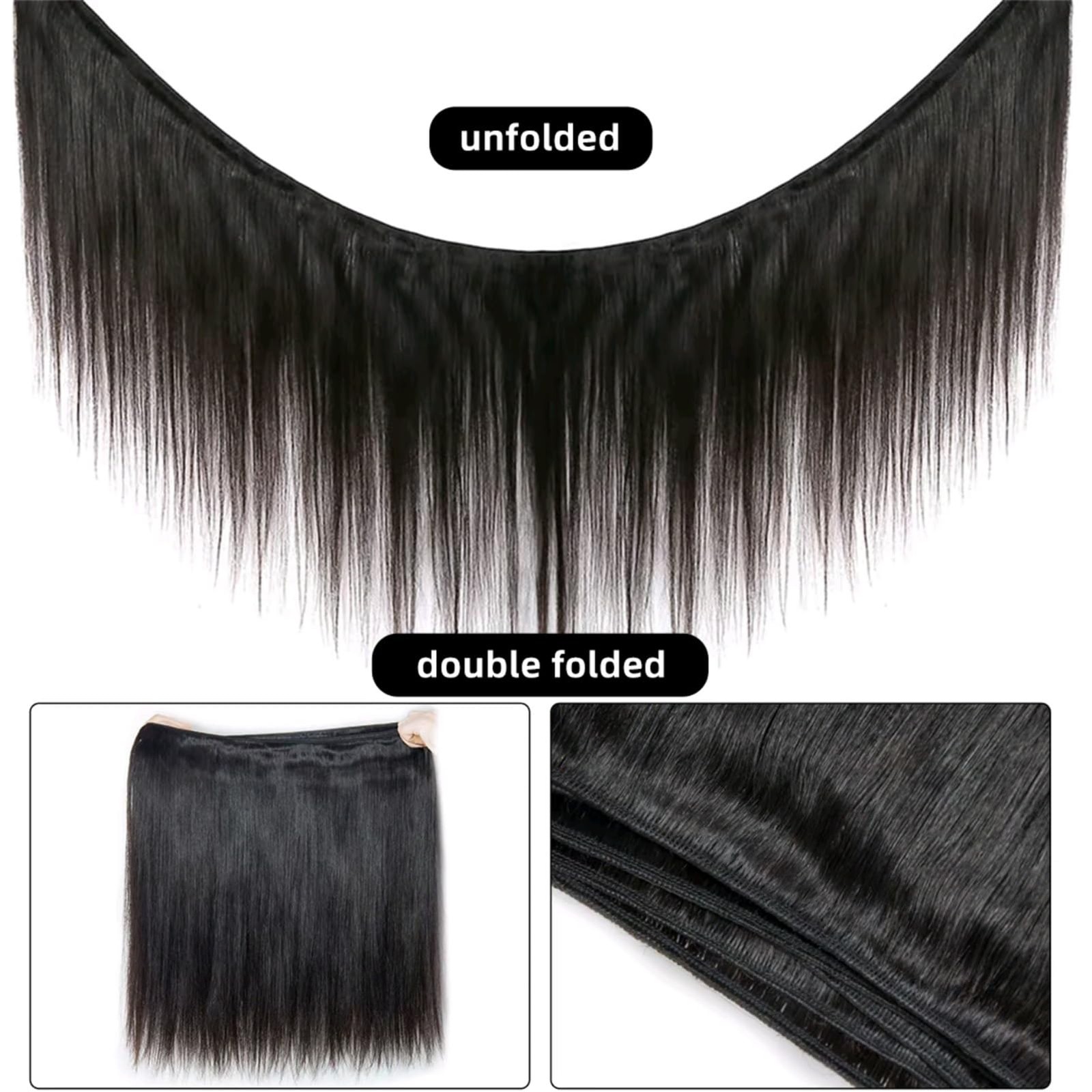yuccy 100g/Bundle Raw Human Hair Bundles, 16a Raw Indian Hair, 100% Unprocessed