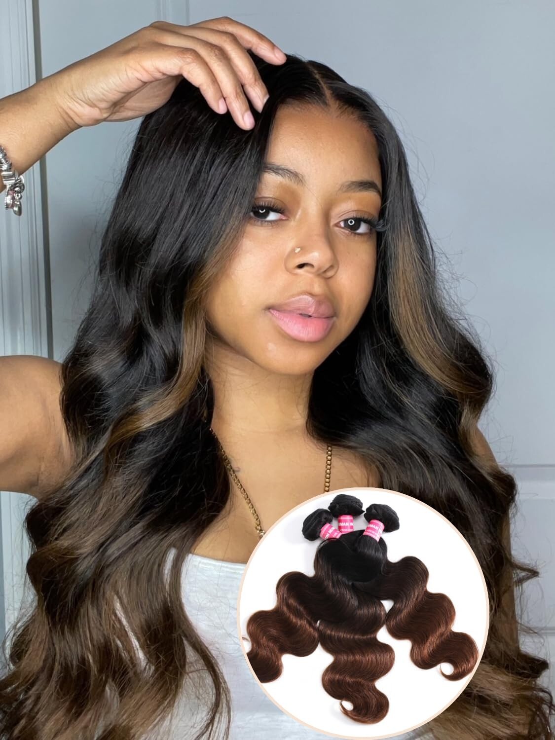 UNice Mongolian Ombre Chestnut Brown Body Wave 1/3 Bundles Human Hair Extensions