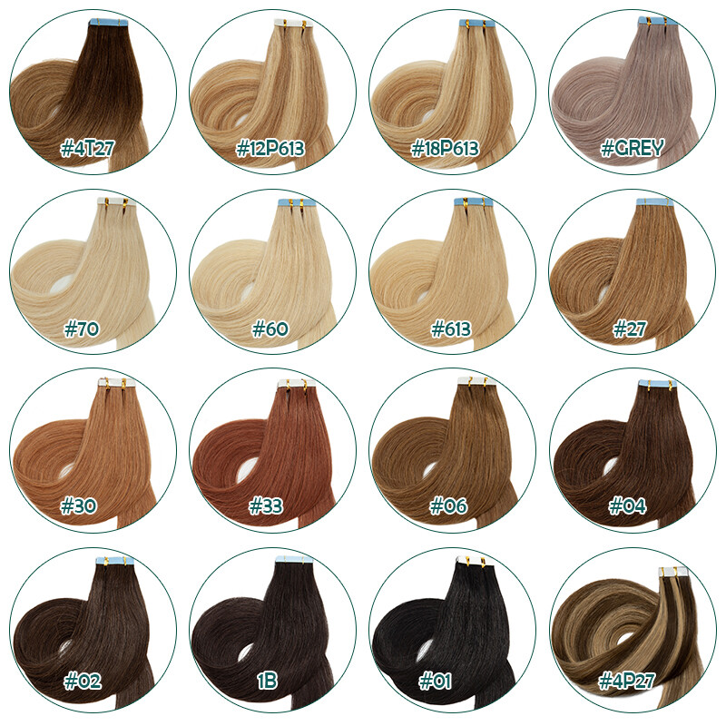 Any Color Tape In/ on 100% Human Real Remy Hair Extensions Skin Weft Invisible