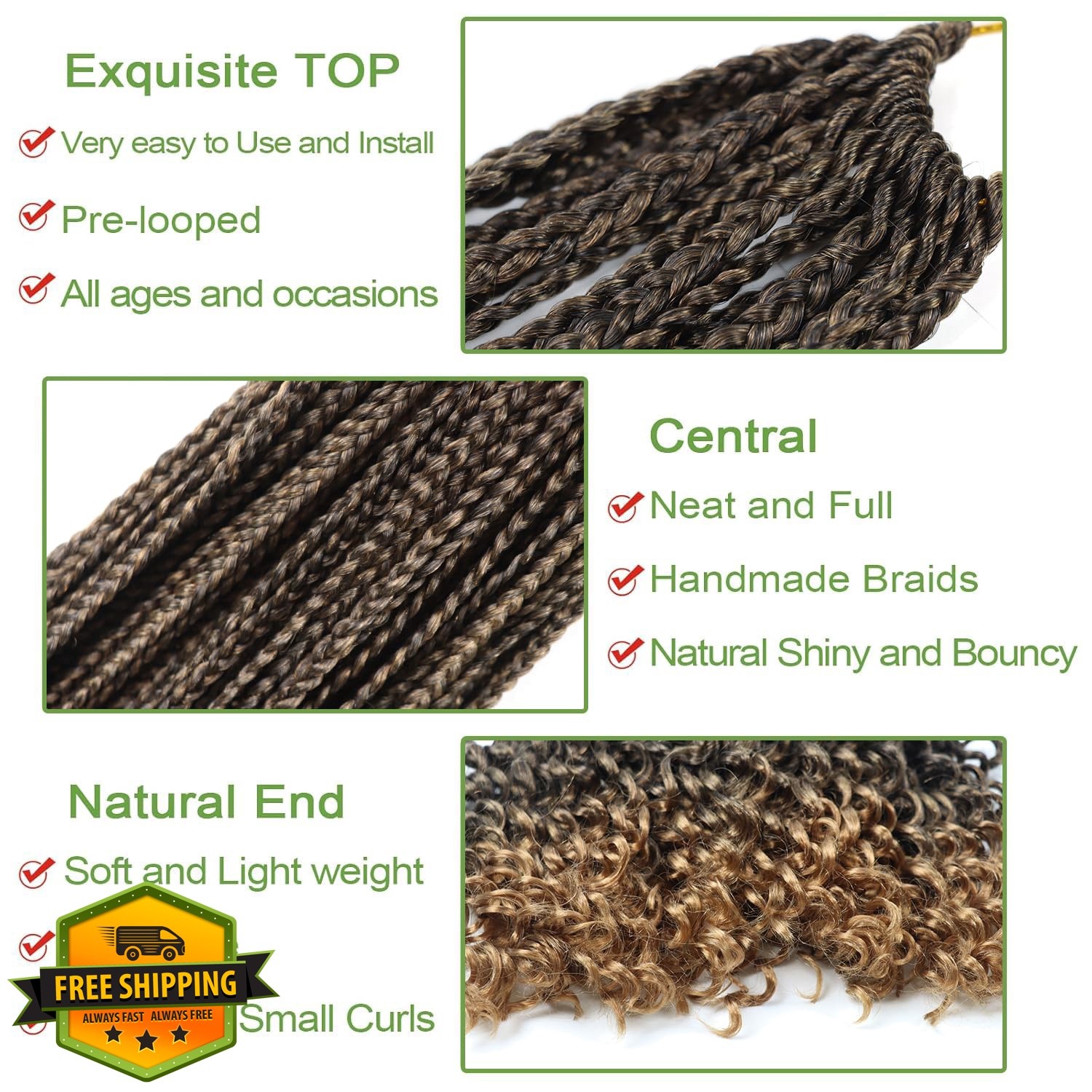 Bulvese Goddess Box Braids 24 Inch Natural Black/Honey Blonde