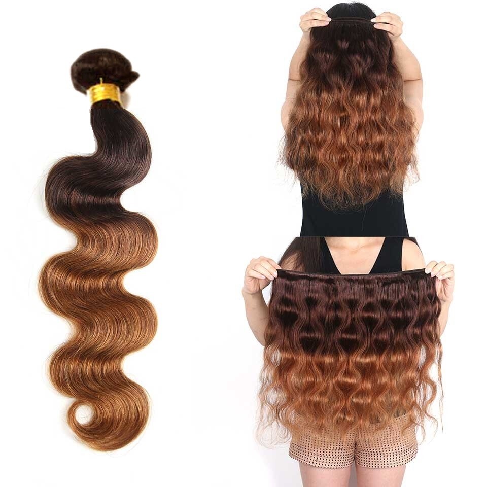 One or Three Ali Bundle Brown/Copper Body Wave Sew In Hair Extension 100 Human