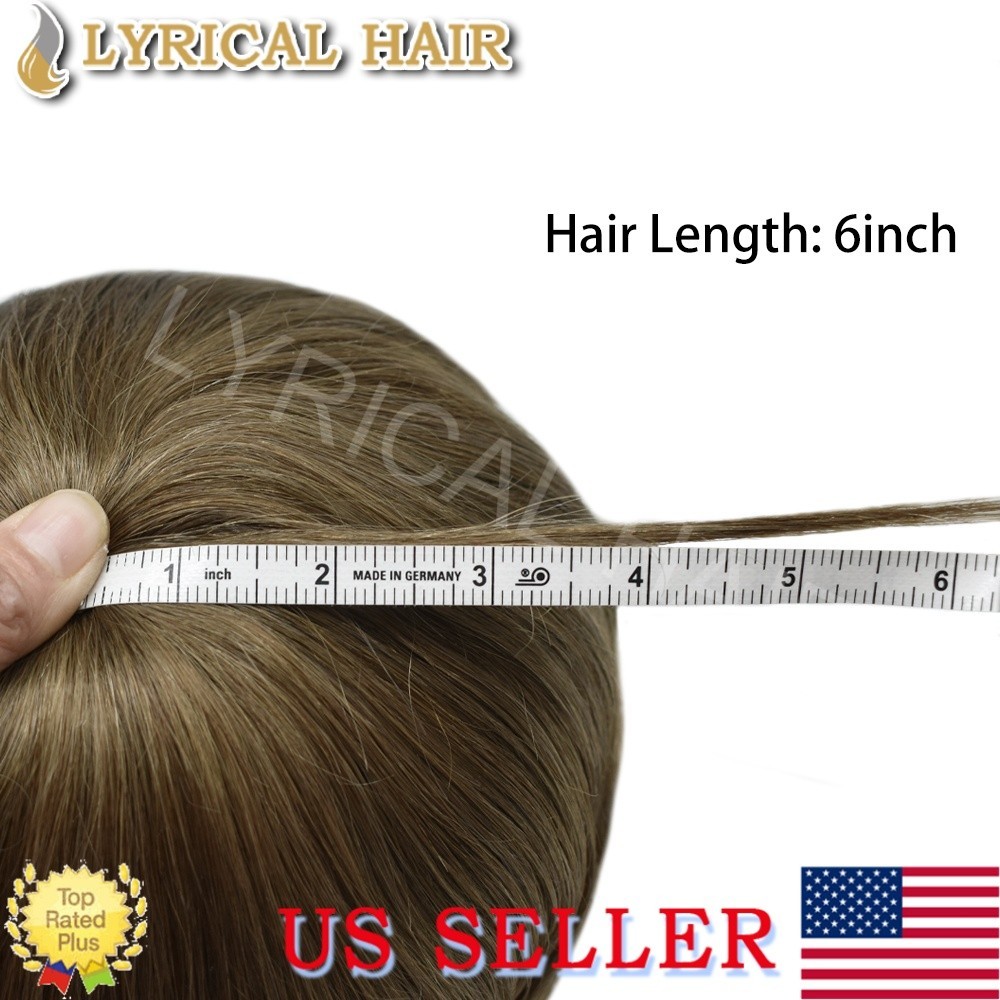 LYRICALHAIR Mens Toupee All PU Human Hair System Durable Thin Skin Hairpiece Wig