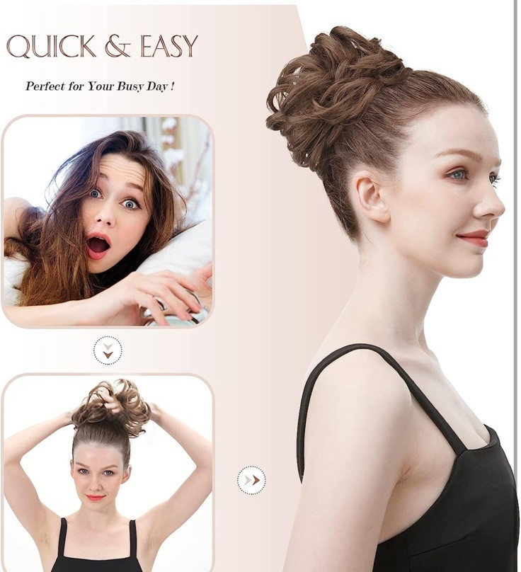 Thick Messy Bun Hair Piece Scrunchies Updo Wrap Hair Extension Grey Lot Of 5 AM2
