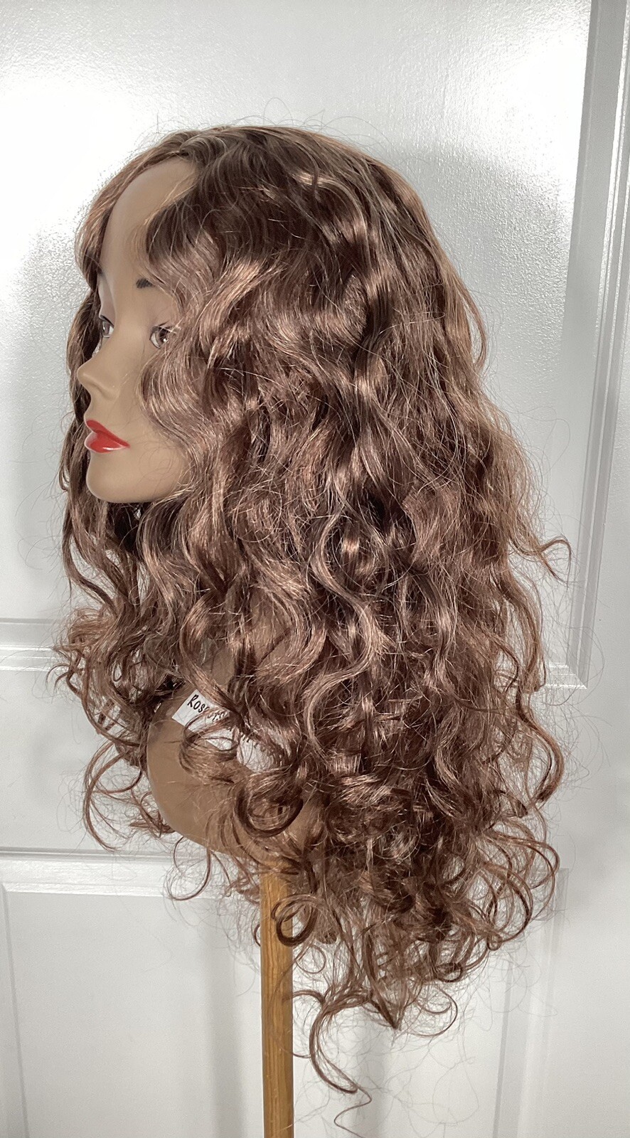 NEW! Beautiful Wig 25” Long Golden Brown Center Skin Part Size LARGE Net Cap D-4
