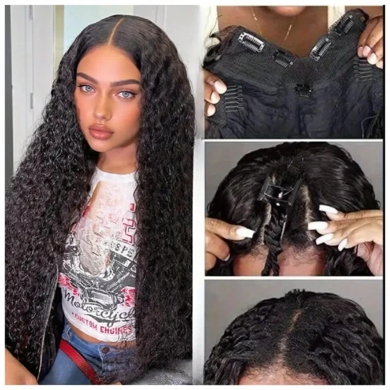 V Part Wig Human Hair Curly Upgrade U Part Wig For Women 100% Human Hair Wig