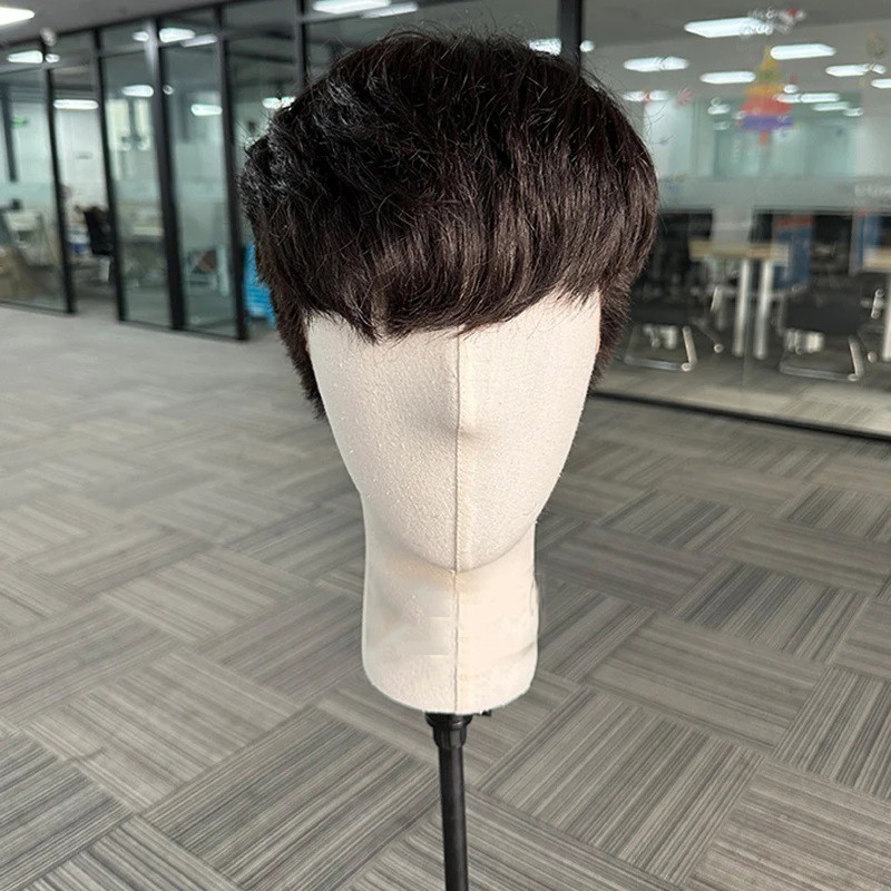 Side Fringe Hairstyle Male Wigs Human Hair Full Lace Wigs For Men Short Bob Cut