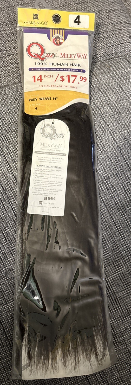 Que By Milky Way Yaki Weave 14” 100% Human Hair -Color 4