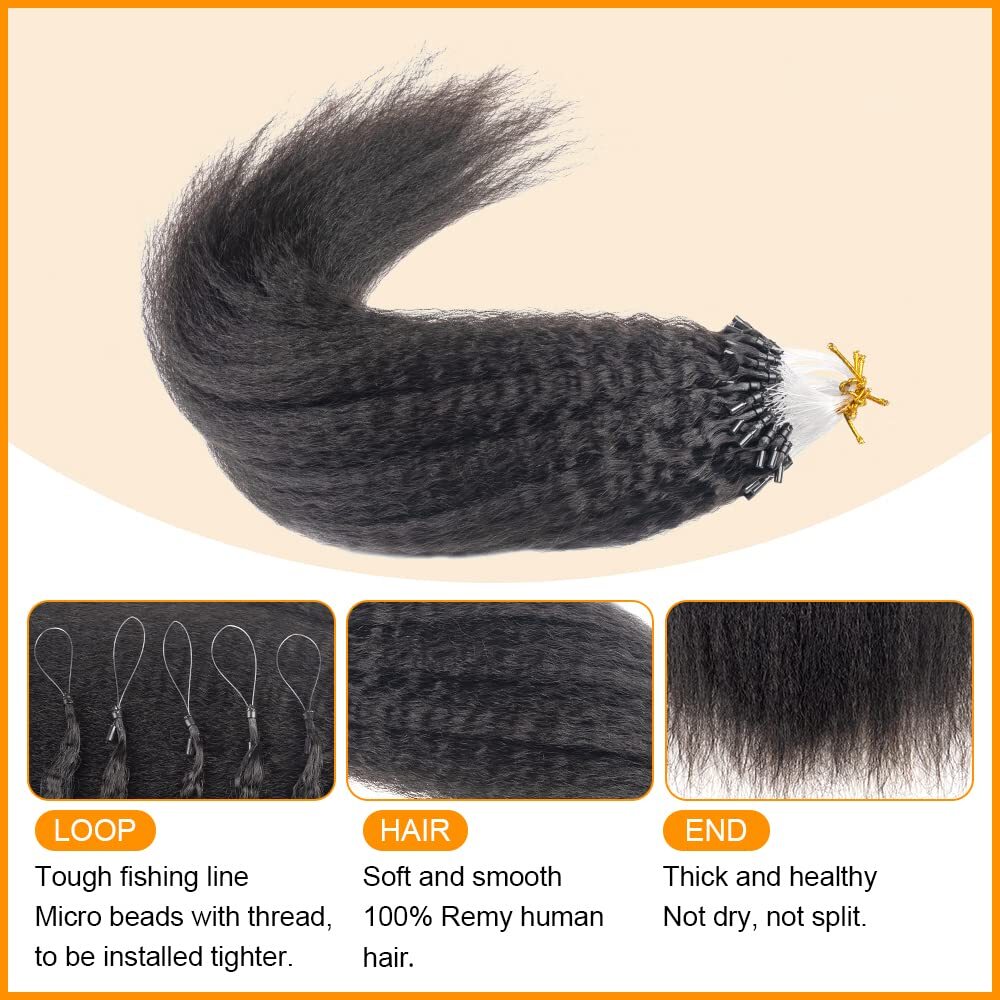 Micro Loop Human Hair Extension Kinky Straight Microlink Micro Ring Hair 100Pcs