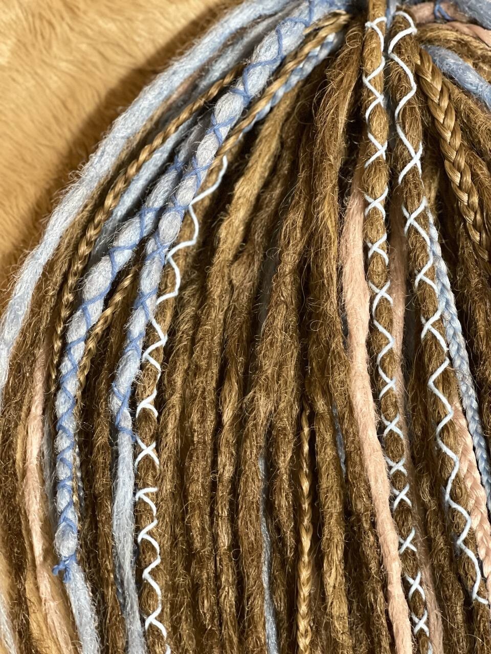 Dreadlock Set – 50 Pieces, 45cm Long Crochet dreadlocks and braids brown,blue