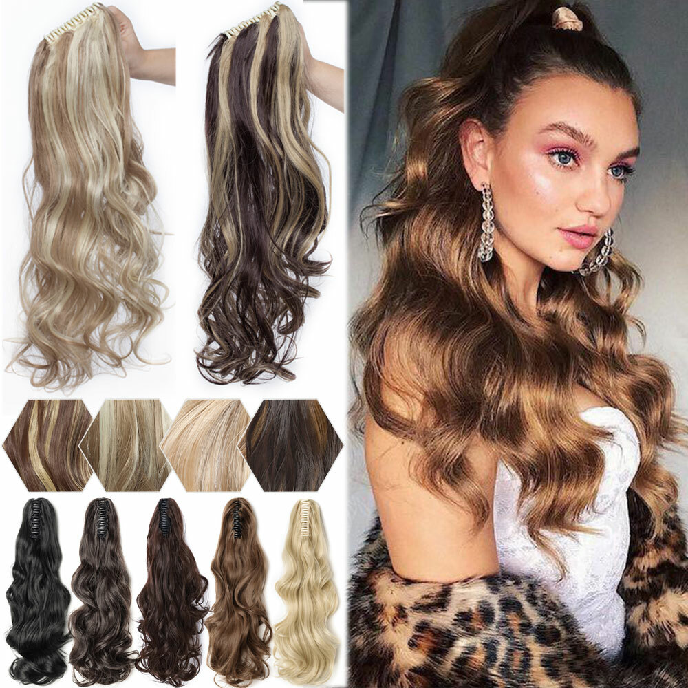 100% Real Thick Claw Clip On Ponytail 18-26″ Long Soft As Human Hair Piece Mix H