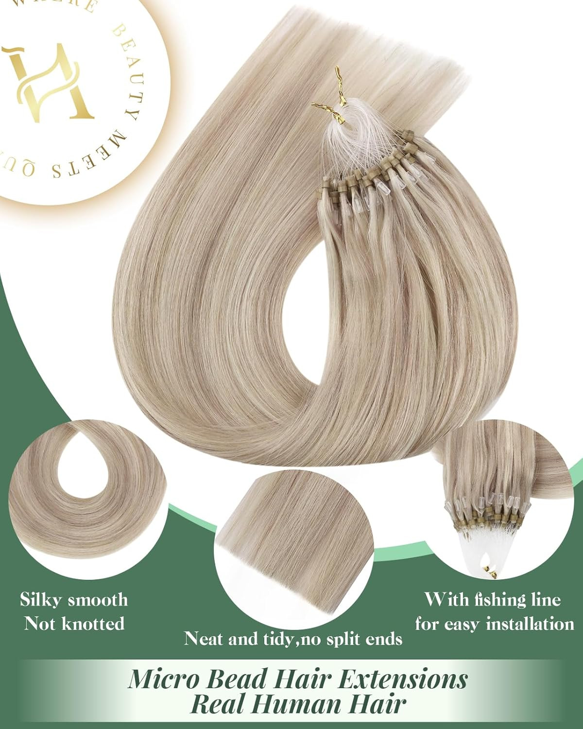 Microlink Hair Extensions Highlight Micro Bead Hair Extensions Light Blonde with