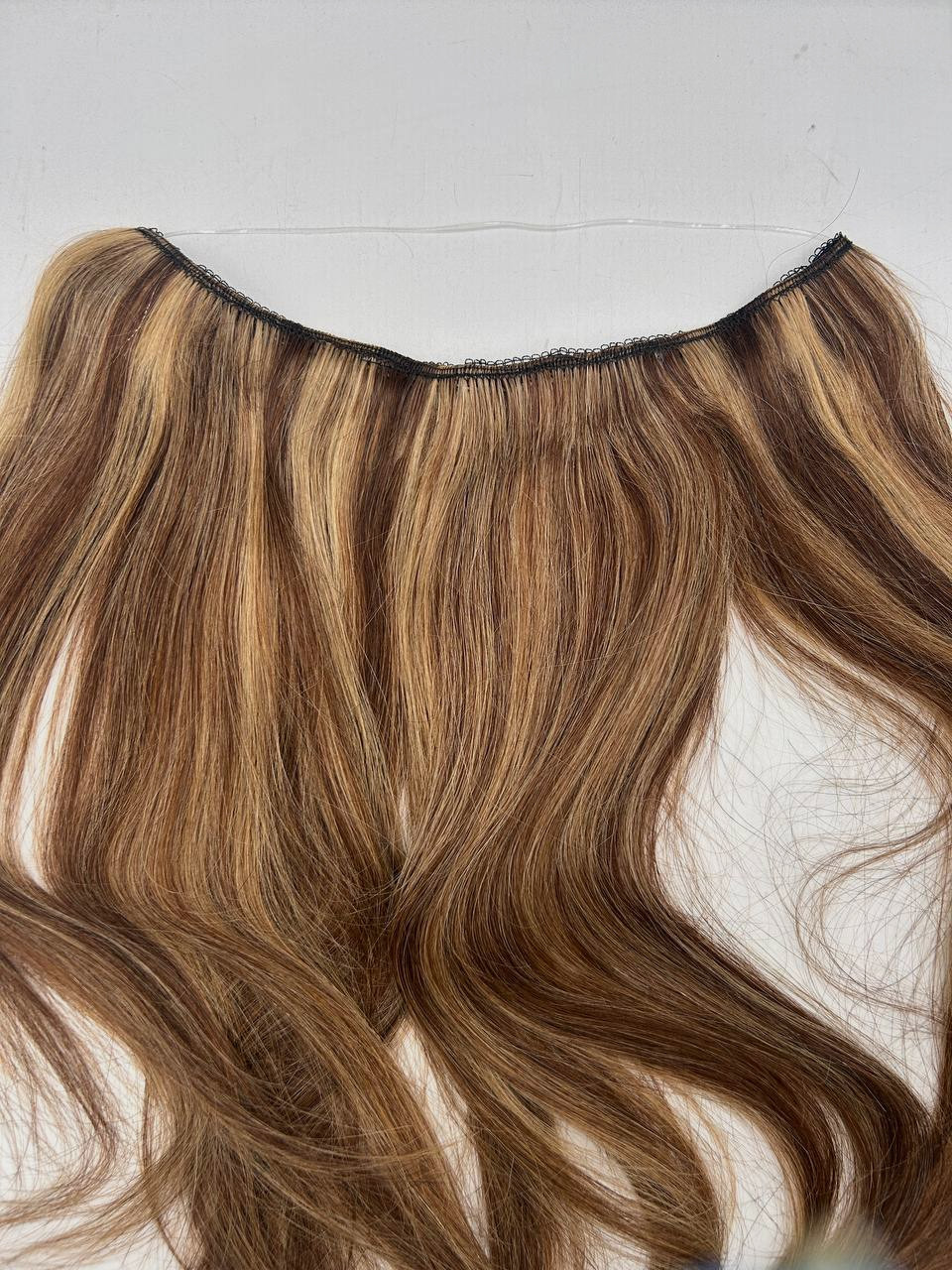 TESSHAIR 14IN Halo Hair Extension Medium Brown Mixed Dark Blonde