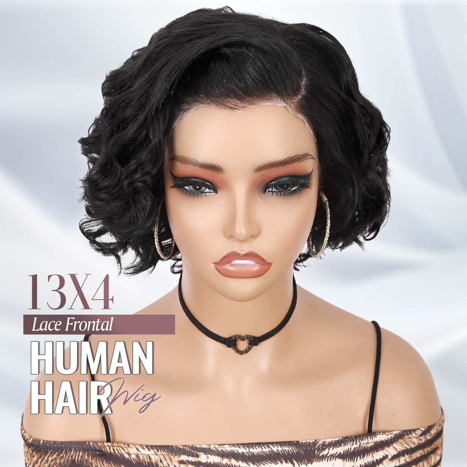 Wiger Curly Bob Wig Human Hair Pre Plucked Pre Cut Short Curly Lace Frontal