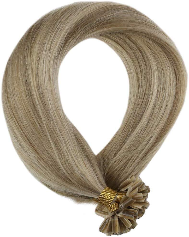 Keratin Bonded Nail U Tip Remy Human Hair Extensions Highlight Blonde Thick 100g