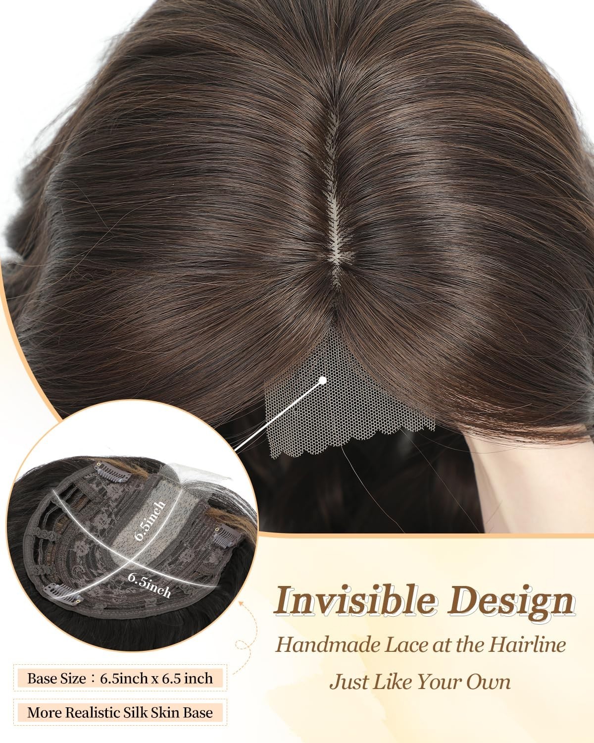 Soft Brown 16in Curly Women Premium Hair Topper