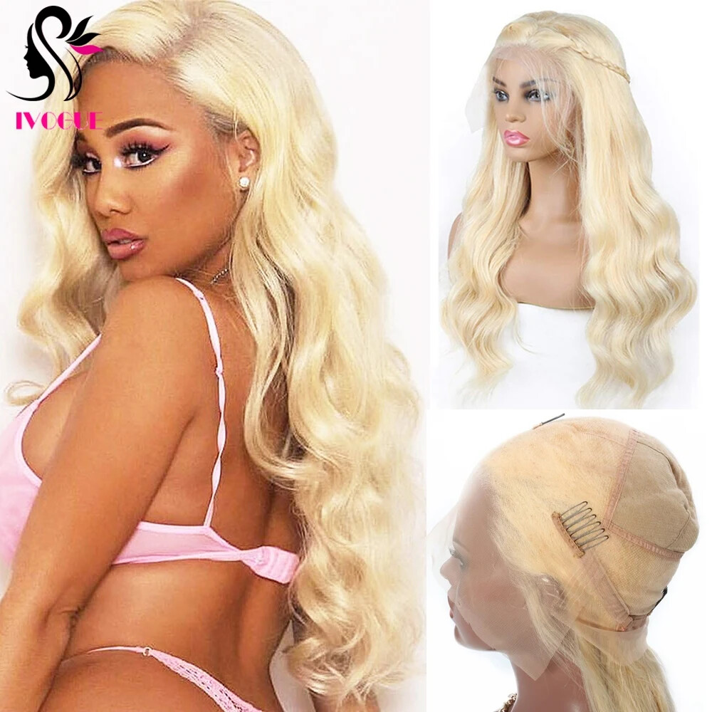 Ash Blonde Full Lace Wig Body Wave Women Glueless Human Hair Wig 613 Can be Dyed