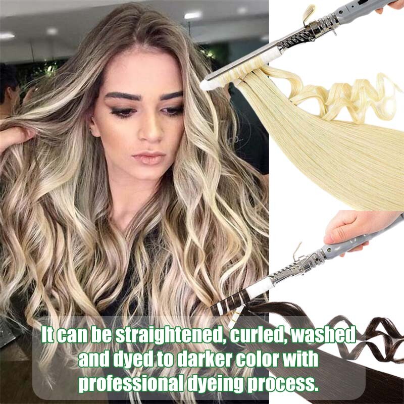 Tape In Stick 100% Remy 8A Human Hair Extensions Full Head Skin Weft Thick Long
