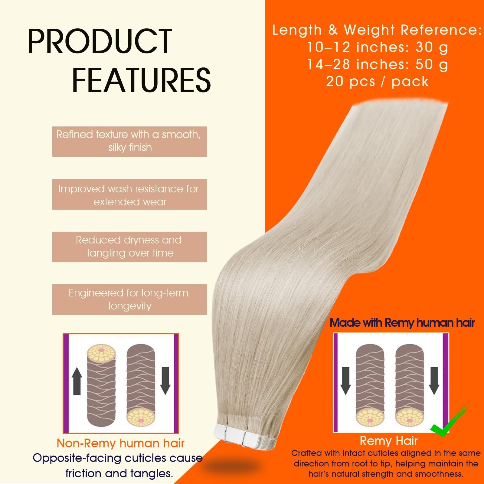 Fashion Tape Hair Extensions Real Human Hair Couture Short 12 Inch Color 60 P…