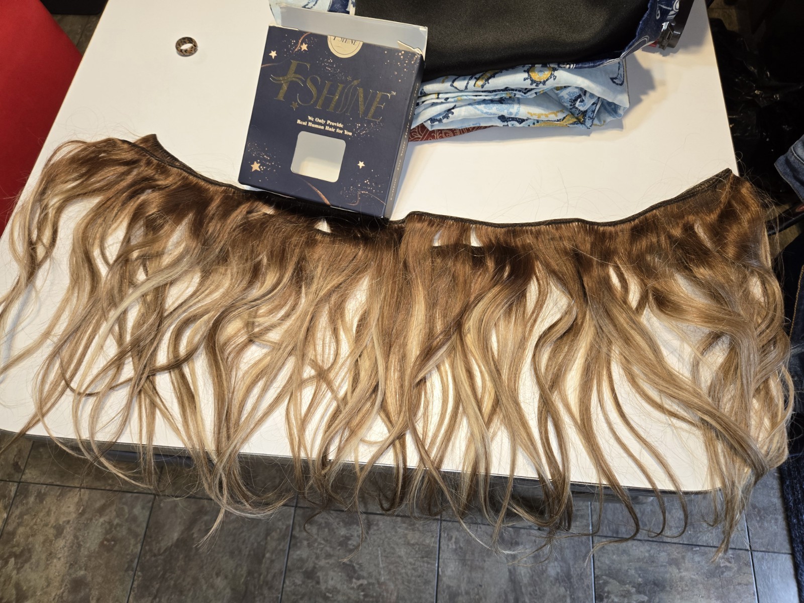 Weft F Shine Hair extensions blonde highlights