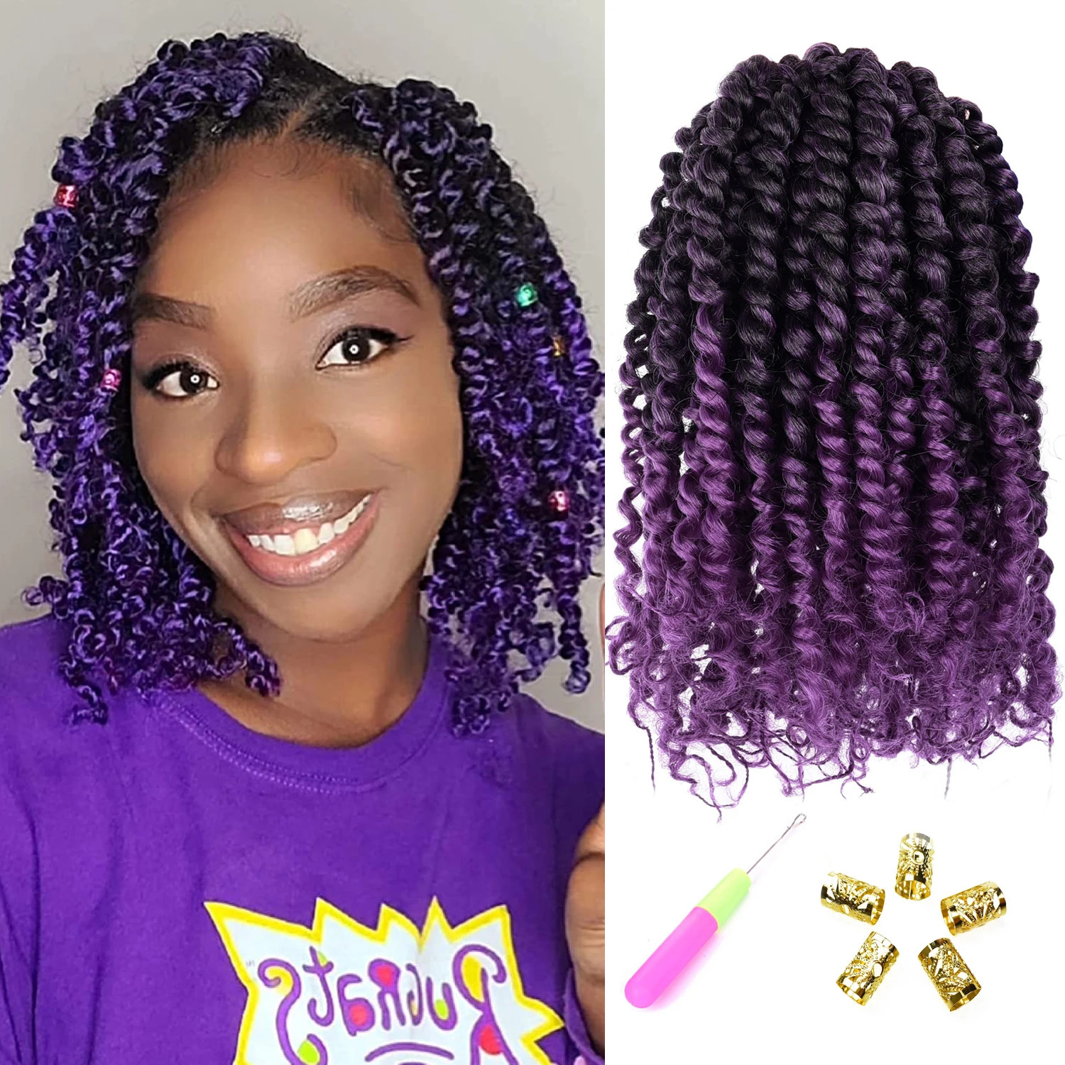 Pre-twisted Passion Twist Crochet Hair looped Synthetic Braiding Hair Extensions