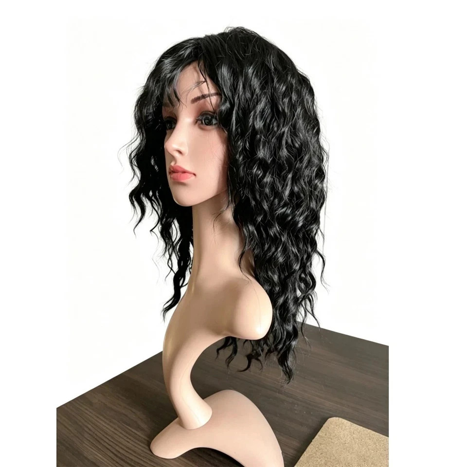 Women’s Black Body Wavy Wig Synthetic Wig with Bangs Curly Hair M106