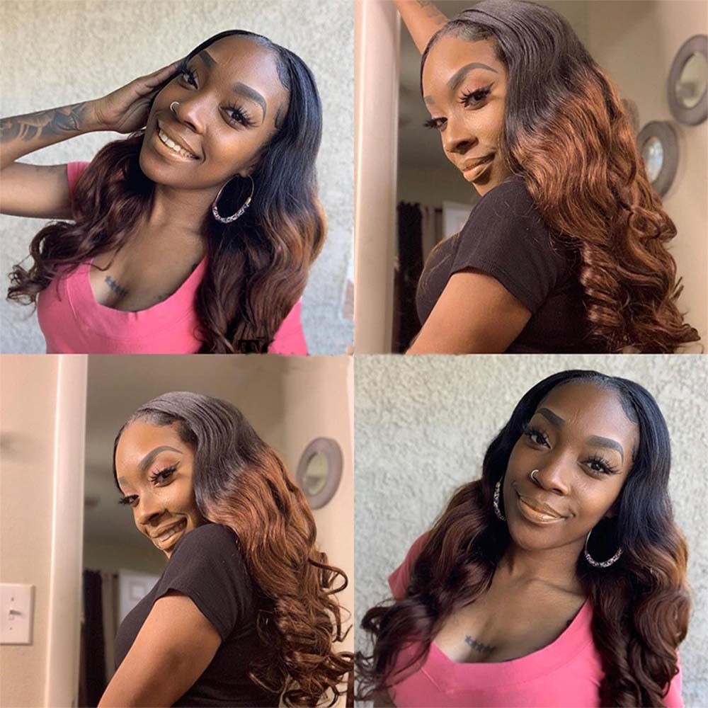 Niciitysi 24 26 28 Inch Light Brown Bundles Human Hair Color 1B30 Body Wave
