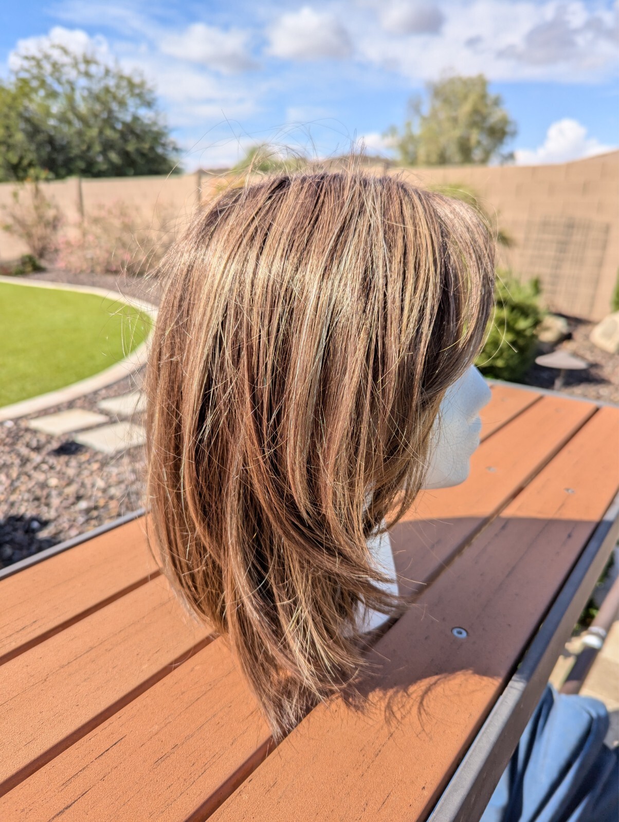 Susie’s Wig – synthetic, natural highlights, washable