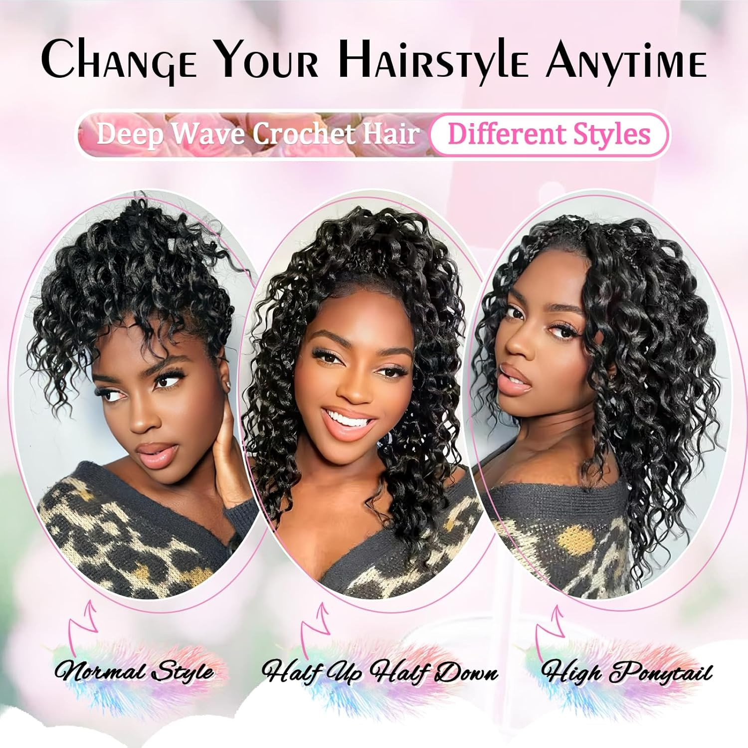 Pre Looped Deep Wave Crochet Hair 12 Inch 7 Packs Short Curly Black Pre Twisted