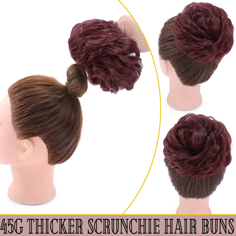 45g Curly Messy Bun Hair Piece Scrunchie Updo Cover Hair Extension Real As Human