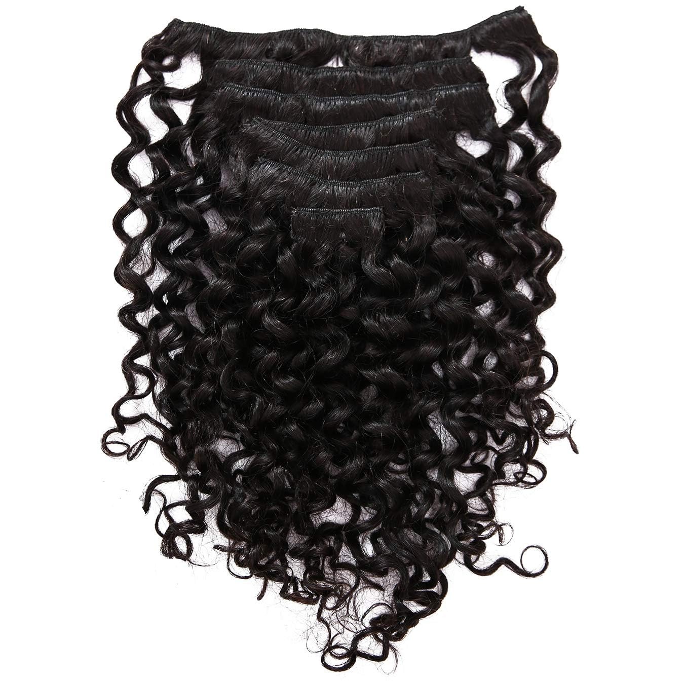 Anrosa Water Wave Clip In Hair Extensions Human Hair Natural Black 10 Inch 1B