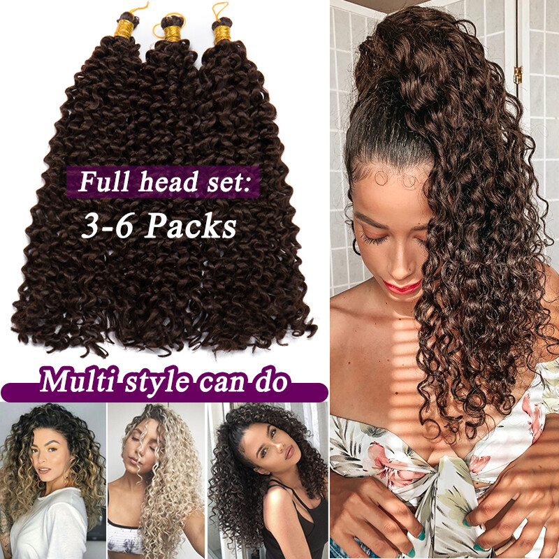 1/3/5 Pack Water Wave Marlybob Crochet Braids Hair Extensions 14 Inch Synthetic