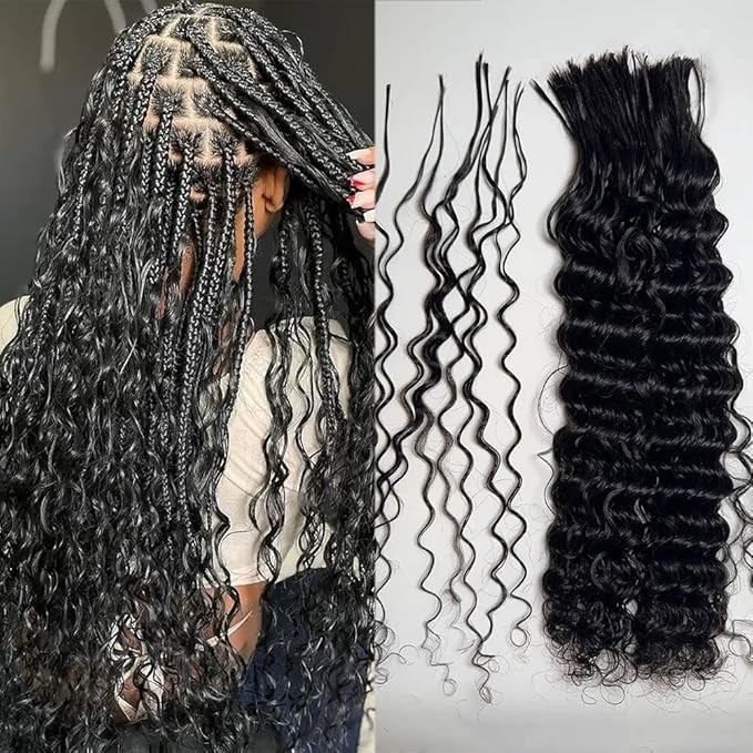 Boho Braids Pre Divided Bulk Deep Wave Virgin Human Hair * 16in 320 Roots 100g