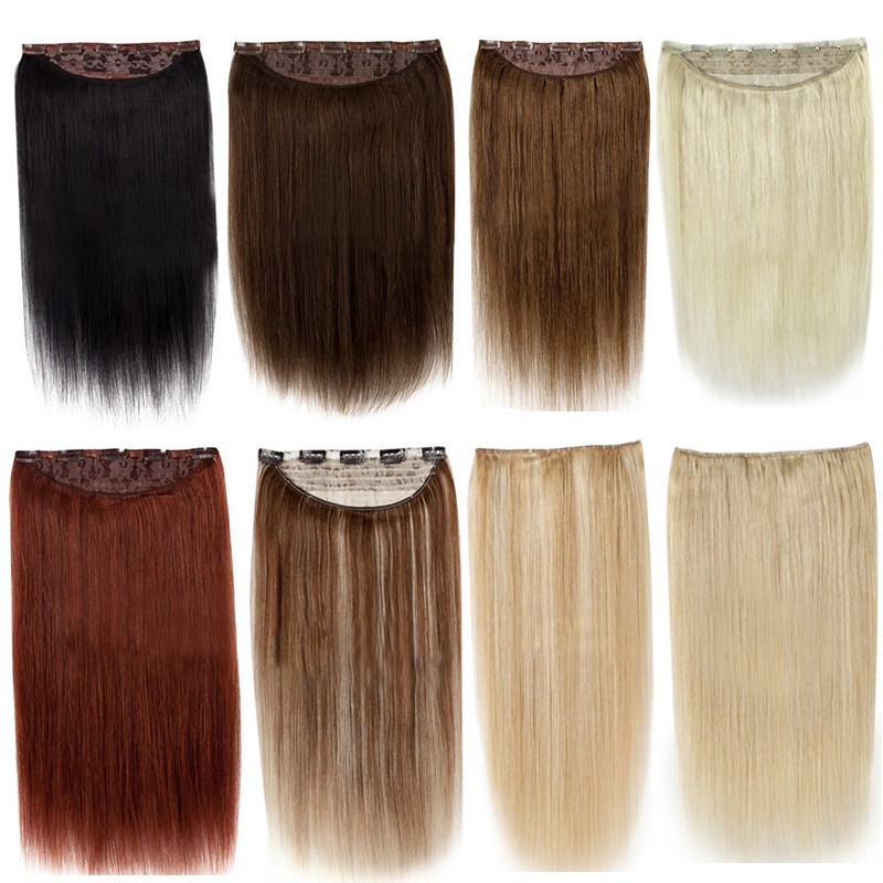 100g 150g 200g 16-30″ 18 color clip full head one-piece human hair extension