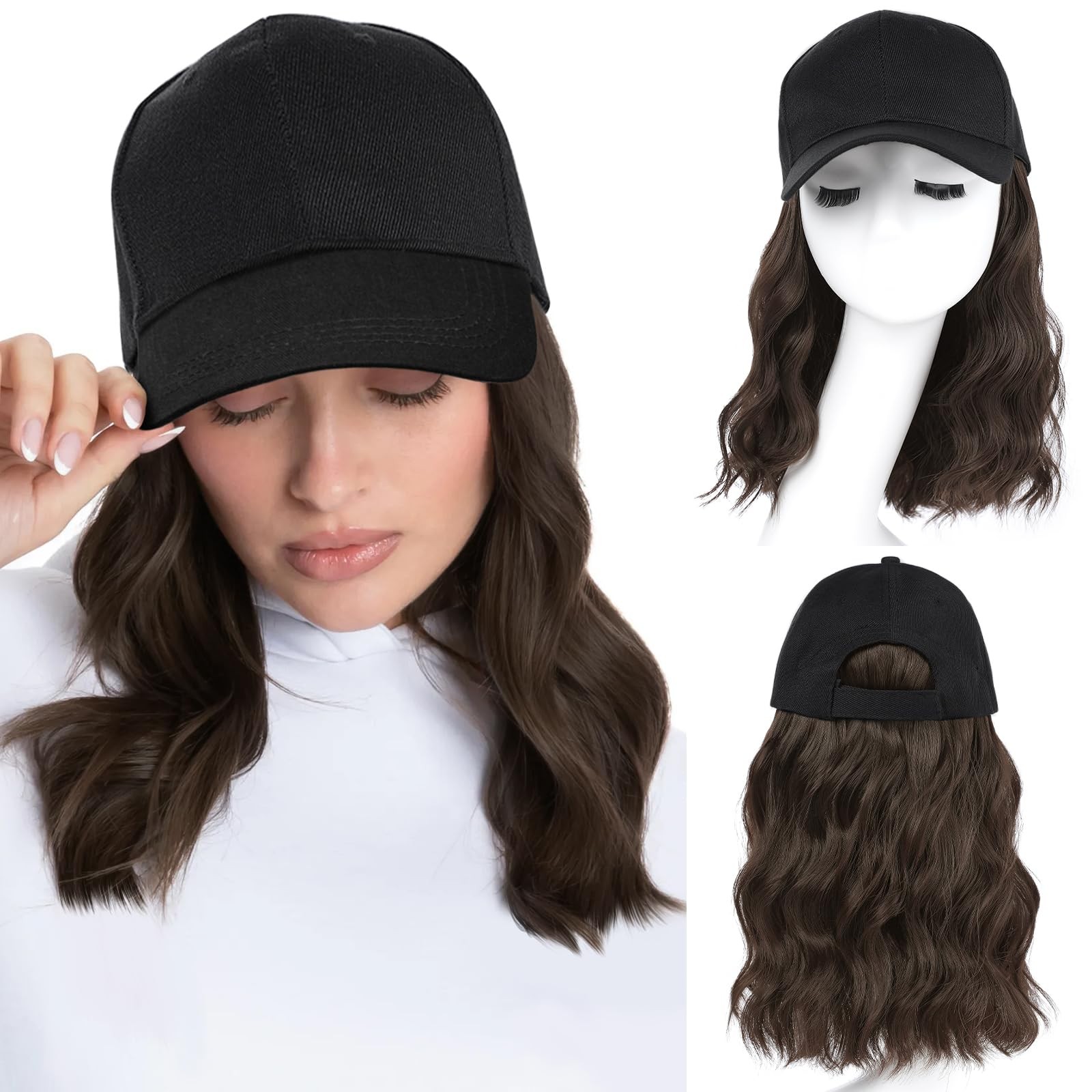 Aisi Queens Hat Wig Hat Hair Attached For Women Cap Hair Attached For Women