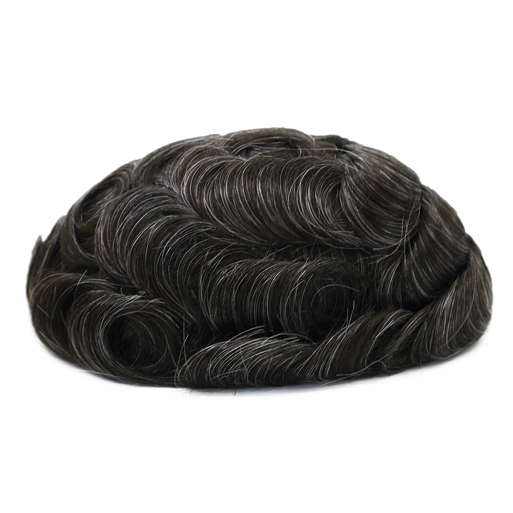 Toupee Mens Human Hair Thin Skin PU Hairpieces System Replecement Natural #220