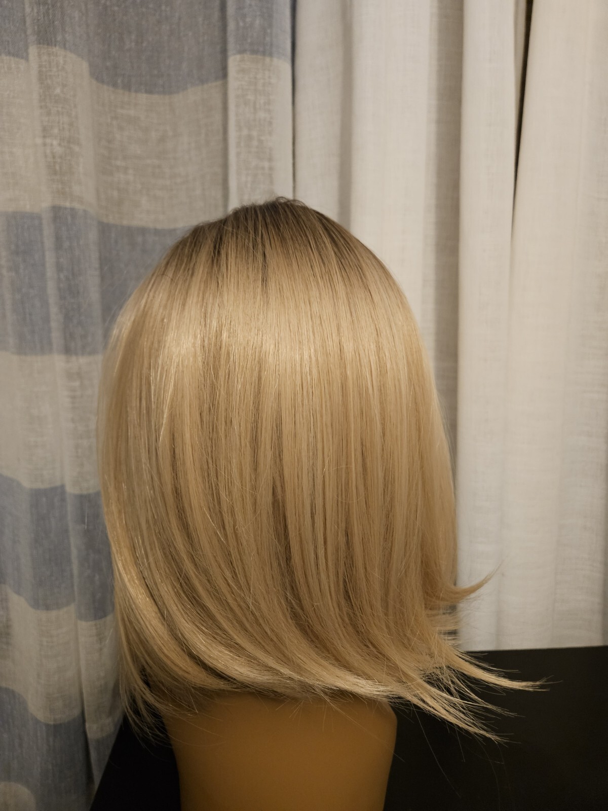 Super Cute BLONDE Straight Hair Short Bangs Wig Natural Looking
