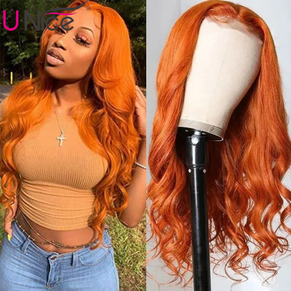Peruvian Body Wave Human Hair Wig Silk Base Lace Closure Wigs Ginger Orange Full