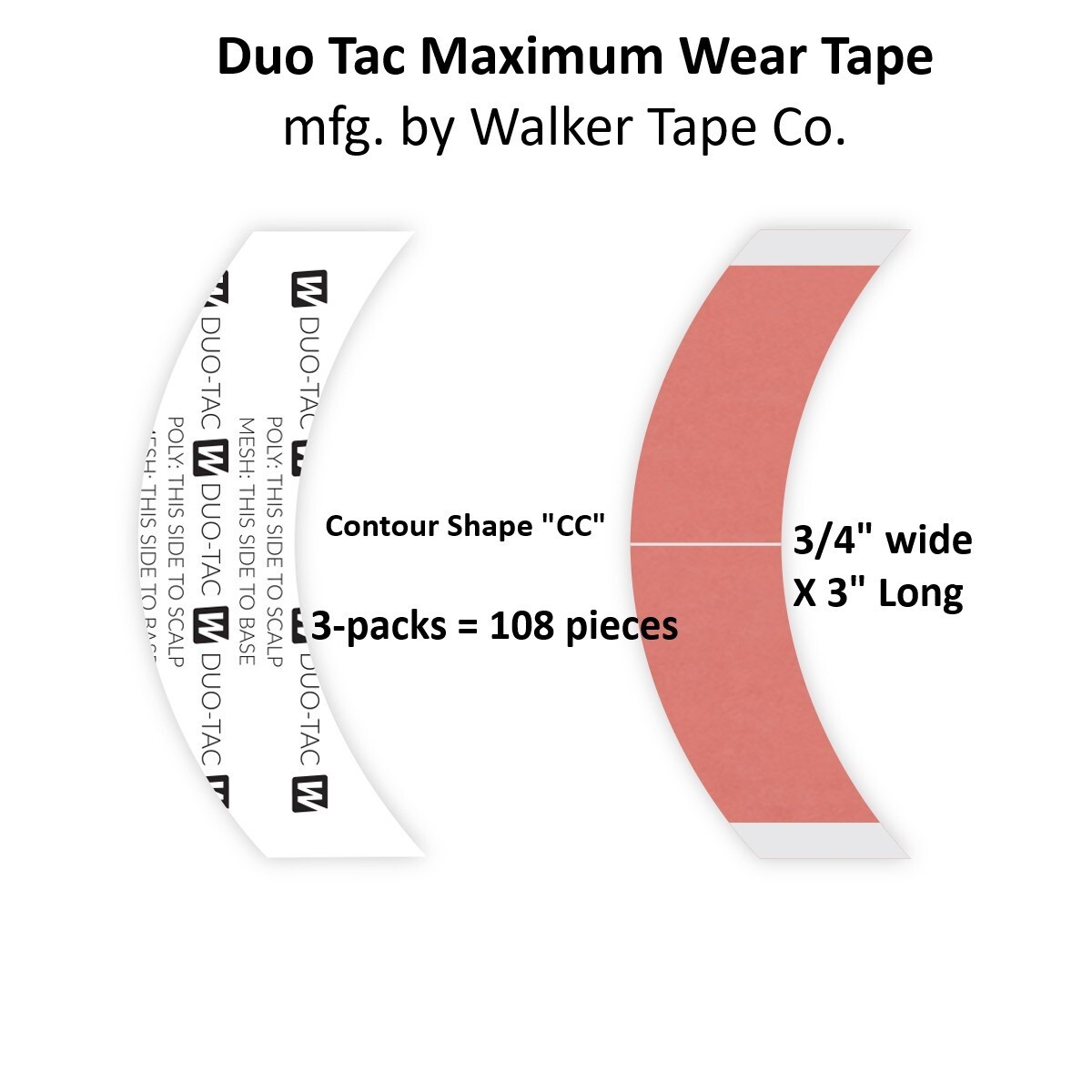 Duo Tac Maximum Wear Tape Contour shape CC 3 packs Walker Tape brand
