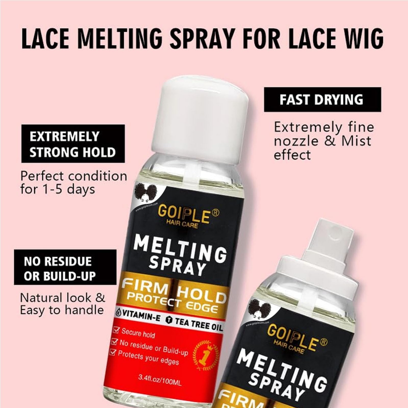 Lace Melting Spray Glue-Less Hair Adhesive for Wigs & Extensions, Strong Hold